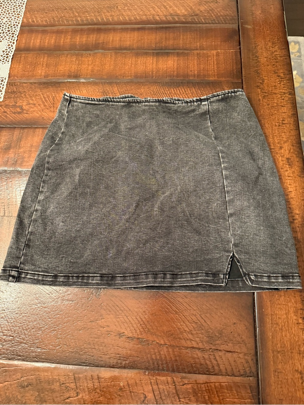 wild fable Black Washed Denim Mini Skirt with Front Slit